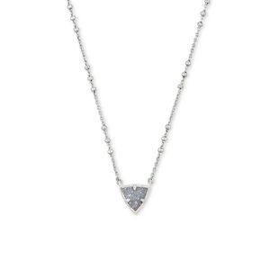 Kendra Scott Perry Silver Pendant Necklace in Steel Gray Drusy